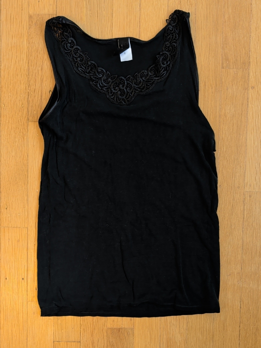 Hanro Silk Black Lace-Trim Tank Top